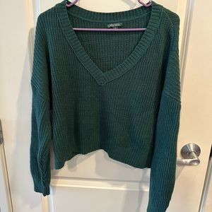 forest green v neck sweater
